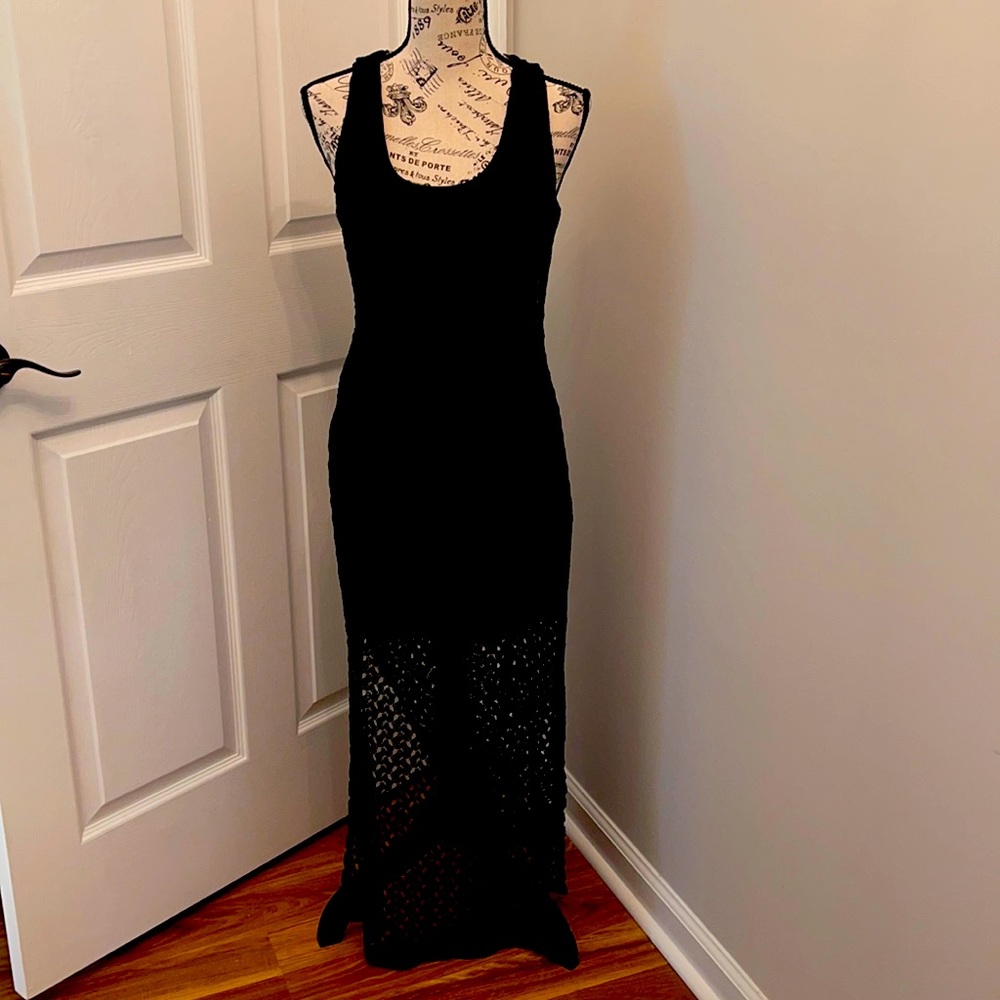 Black crocheted maxi dress